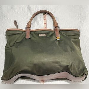 TUMI olive green nylon tote